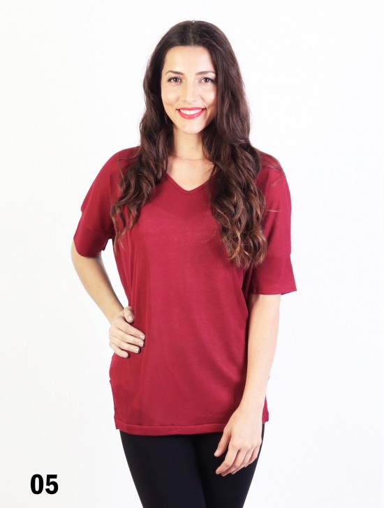 Breathable V Neck High-Low Short Sleeved Loose Top